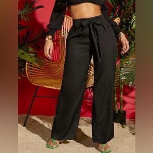 SHEIN solid drawstring waist wide leg Size L